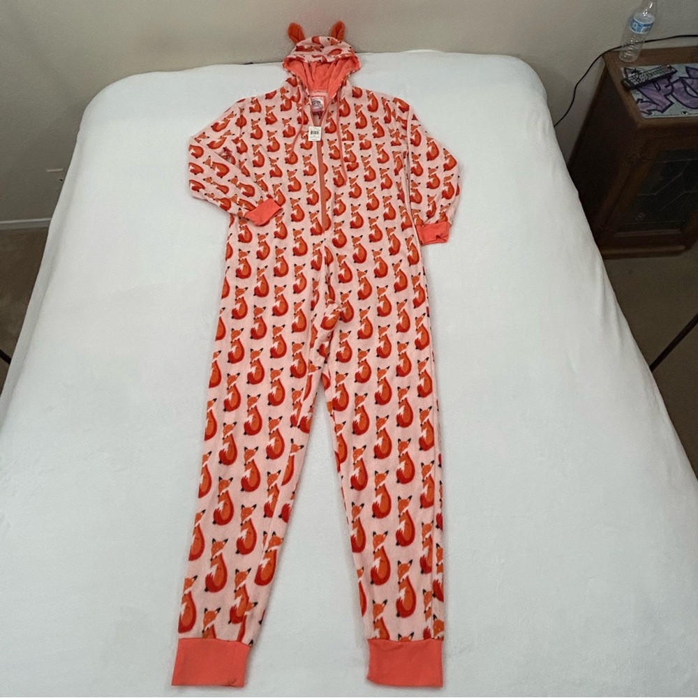 Bottoms Out Gal Micro Fleece One Piece Fox Pajama Jumpsuit Costume Women’s XL
